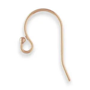 🔗 Earhook / Shepherd Hook (Regular with Beaded End) in 14ct Pink Gold Filled | Pair 💍💍