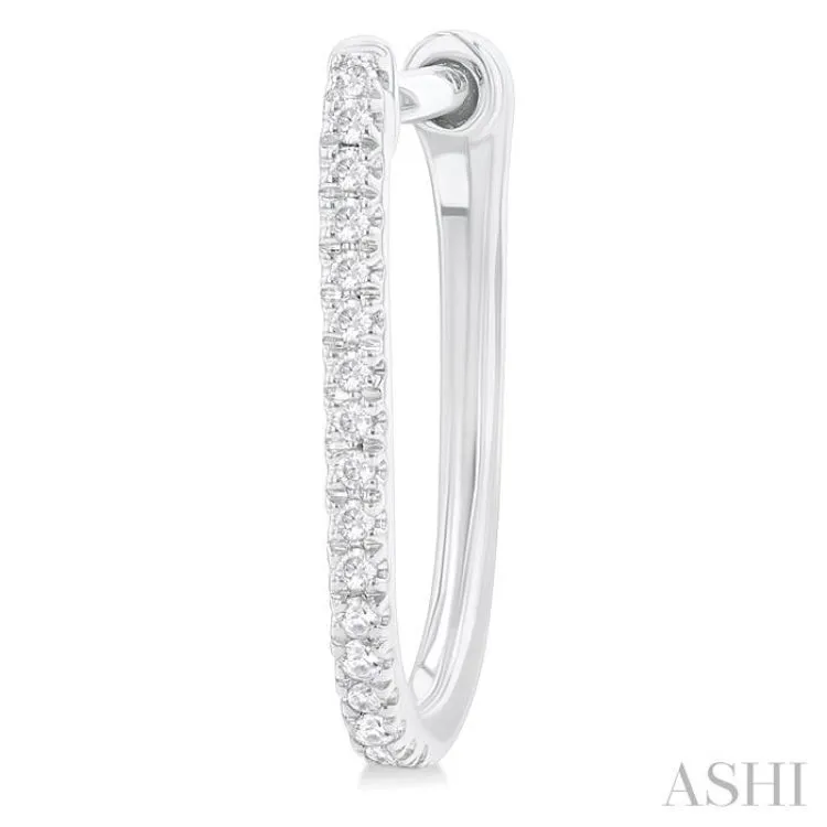 1/10 Ctw Round Cut Diamond Fashion Hoop Earring in 10K White Gold