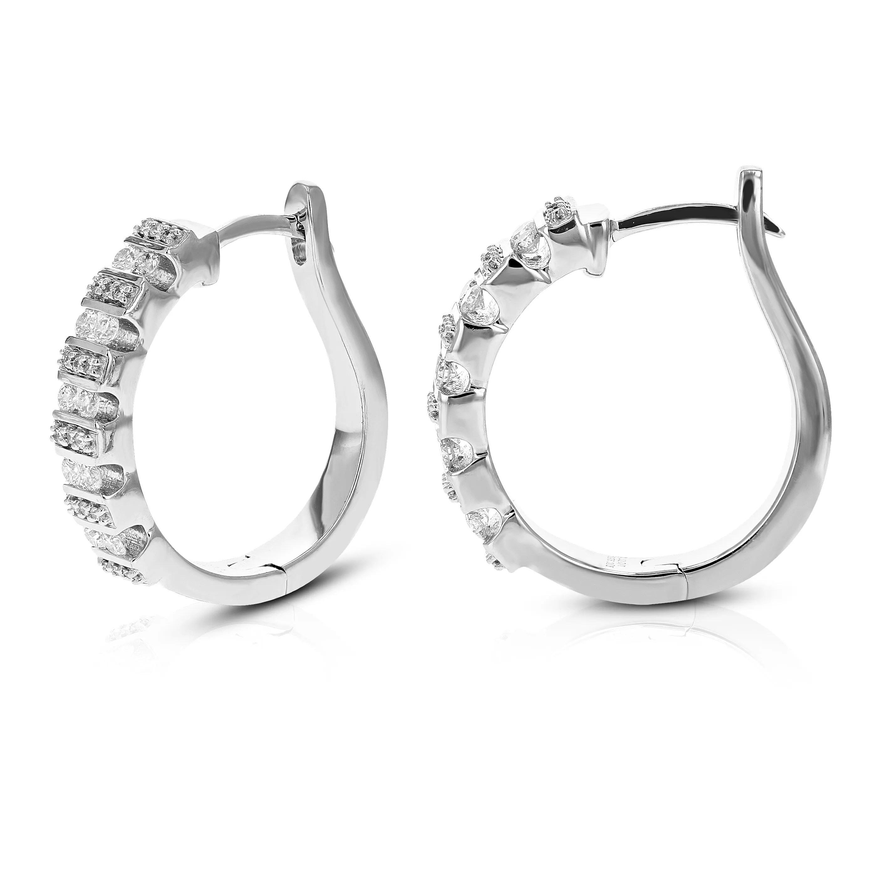 1/2 cttw Lab Grown Diamond Channel Hoop Earring Sterling Silver