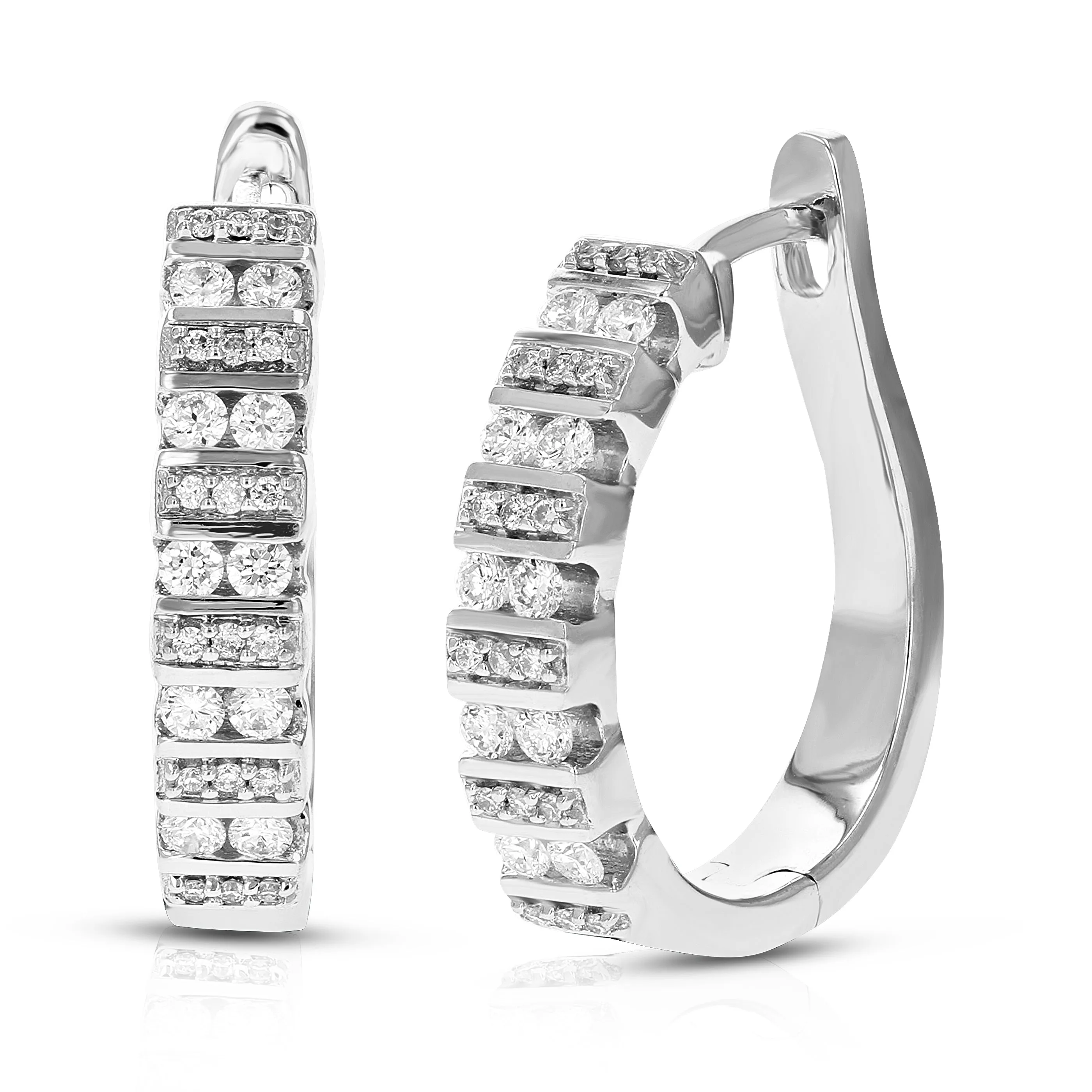 1/2 cttw Lab Grown Diamond Channel Hoop Earring Sterling Silver