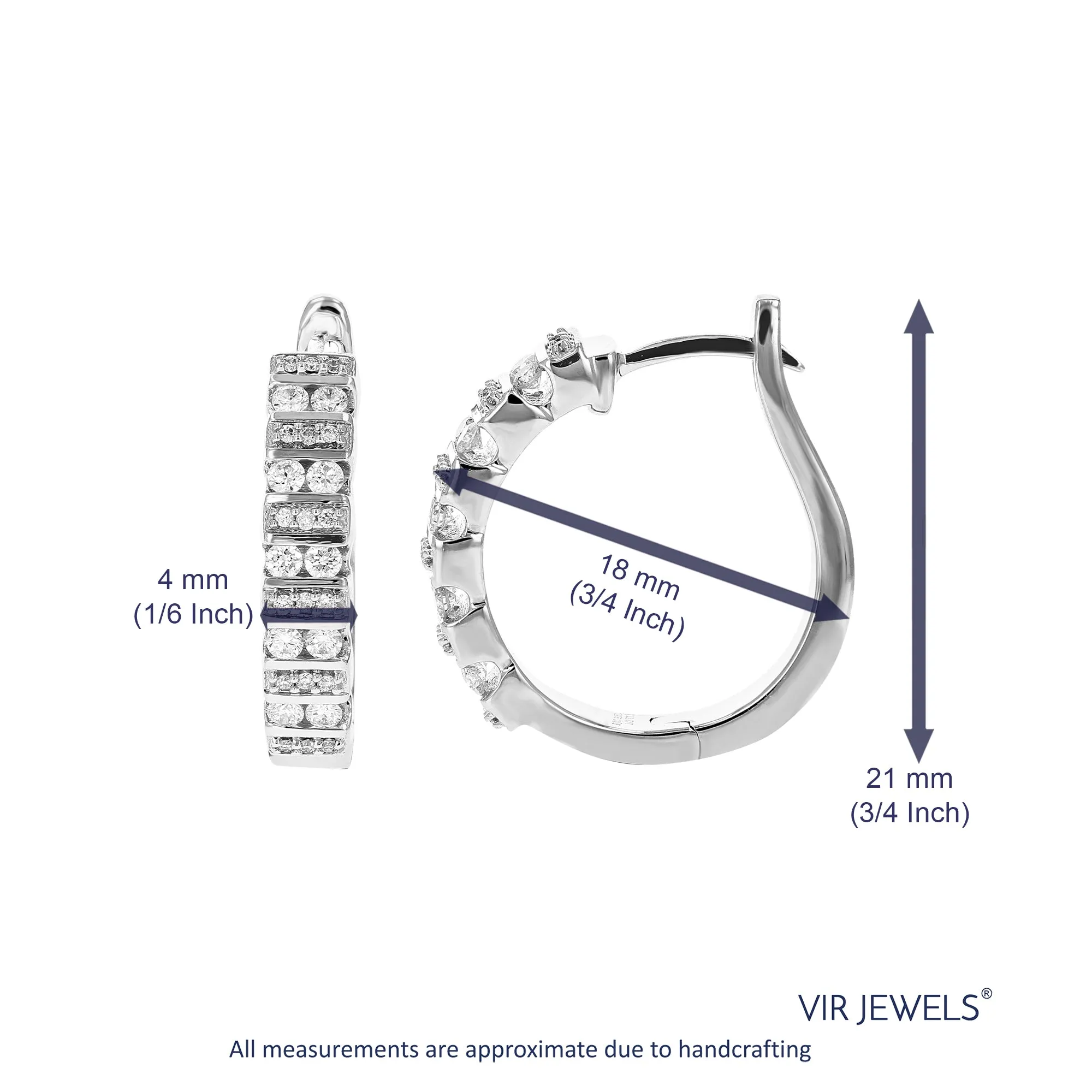 1/2 cttw Lab Grown Diamond Channel Hoop Earring Sterling Silver