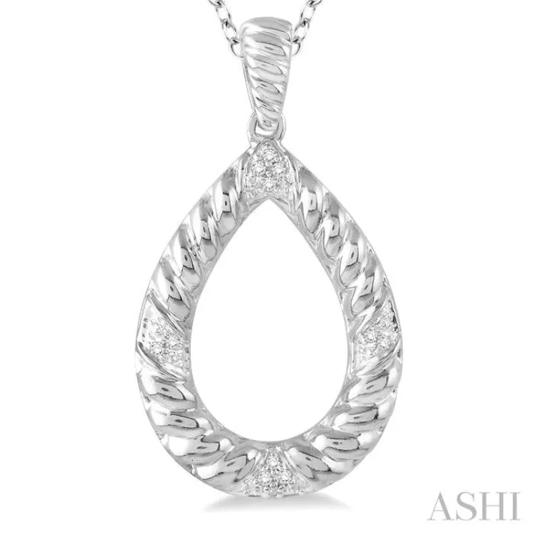 1/20 Ctw Pear Shape Round Cut Diamond Pendant in Sterling Silver with chain