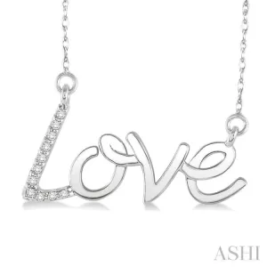 1/20 Ctw Single Cut Diamond Love Pendant in 14K White Gold with Chain