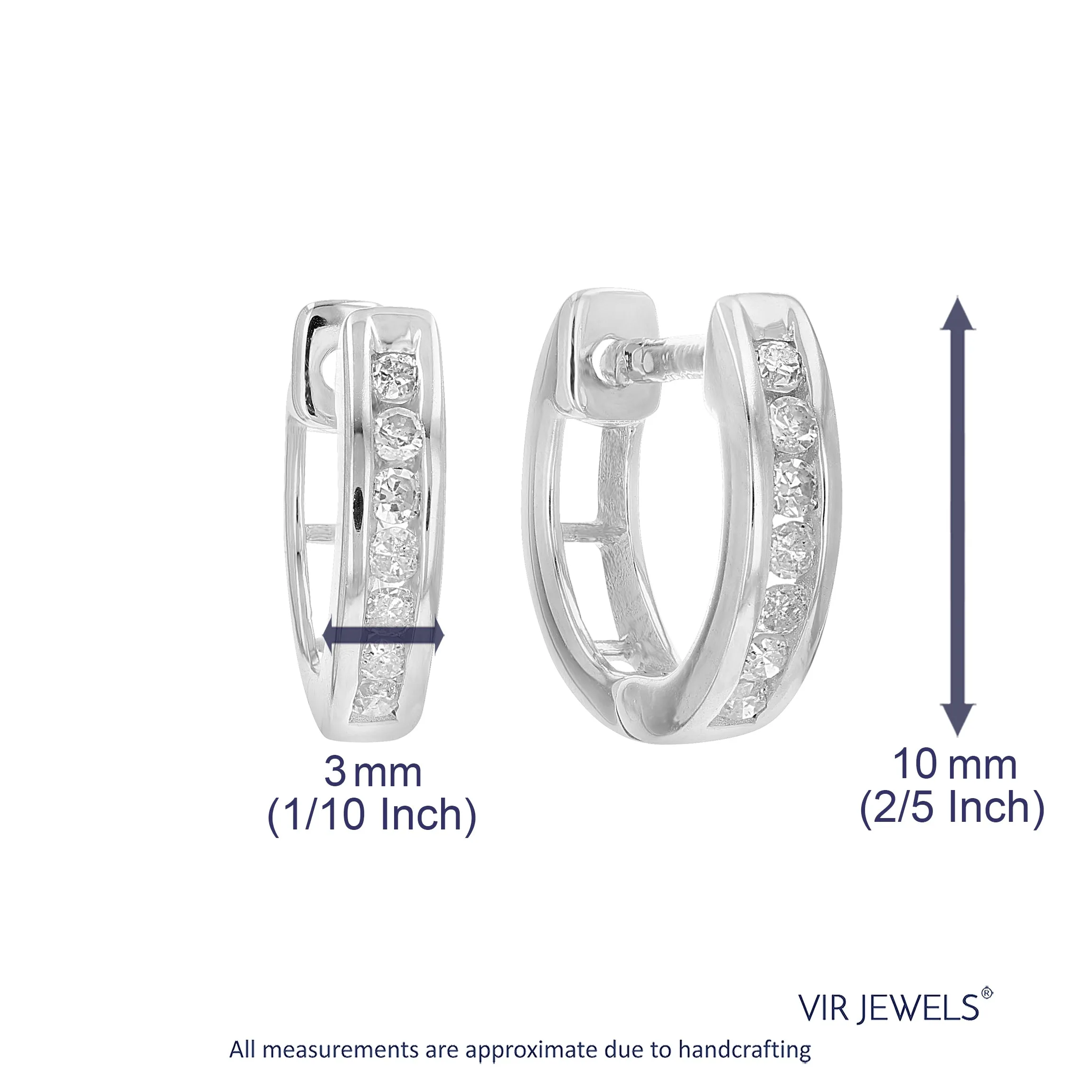 1/4 cttw Channel Diamonds Hoop Earrings in .925 Sterling Silver