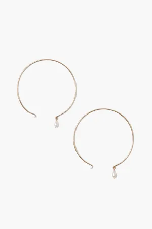 14k Belle Hoop Earrings Maxi White Pearl