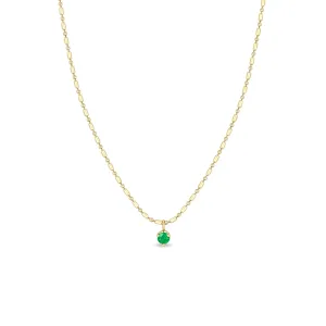 14k Emerald Pendant Tube Bar Chain Necklace