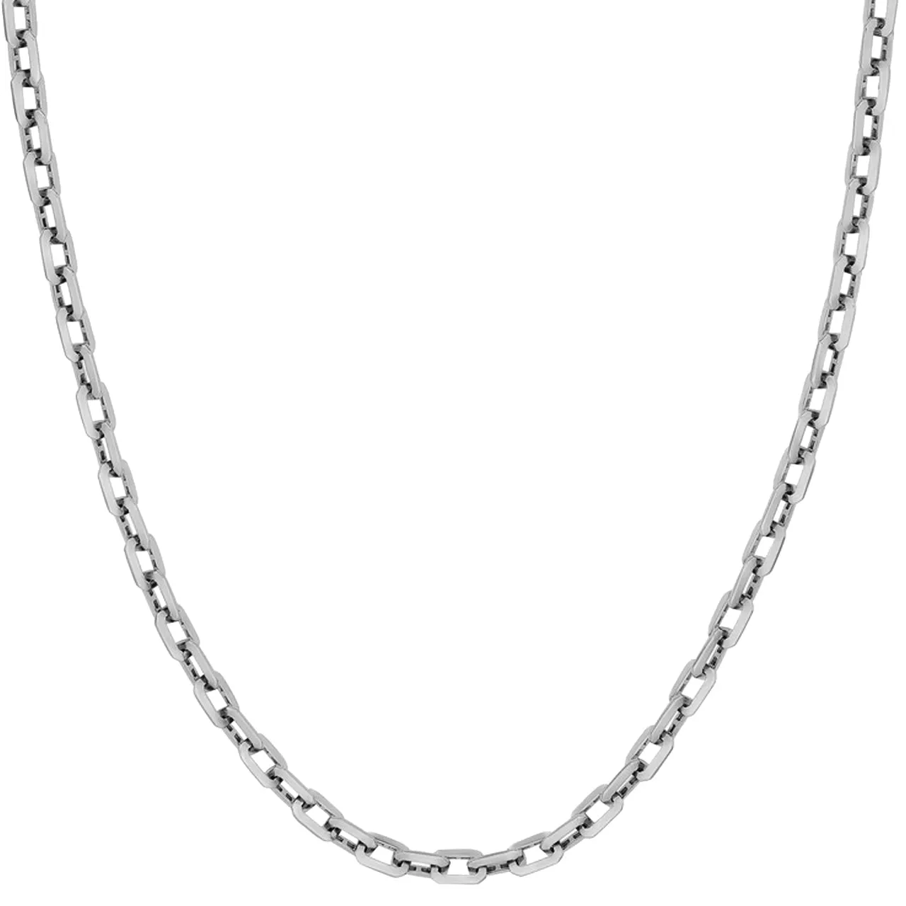 14K Gold 5mm Octagon Shaped Long Link Chain Rolo Cable Necklace with Lobster Lock - Yellow Gold or White Gold