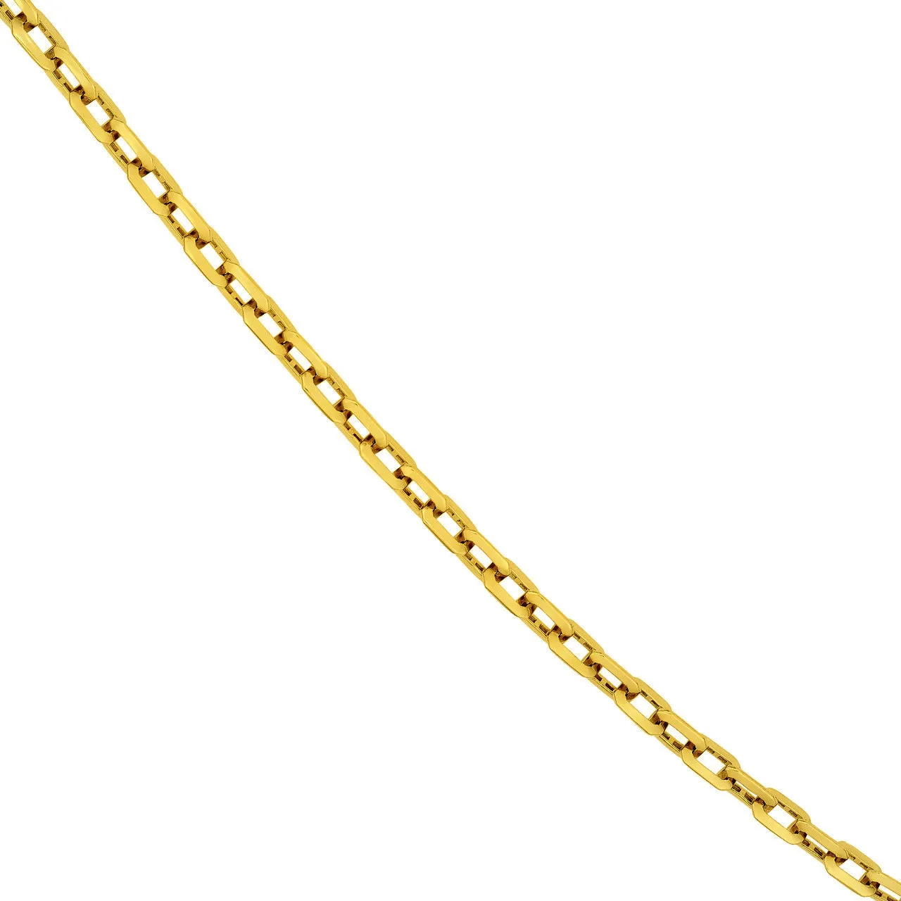 14K Gold 5mm Octagon Shaped Long Link Chain Rolo Cable Necklace with Lobster Lock - Yellow Gold or White Gold