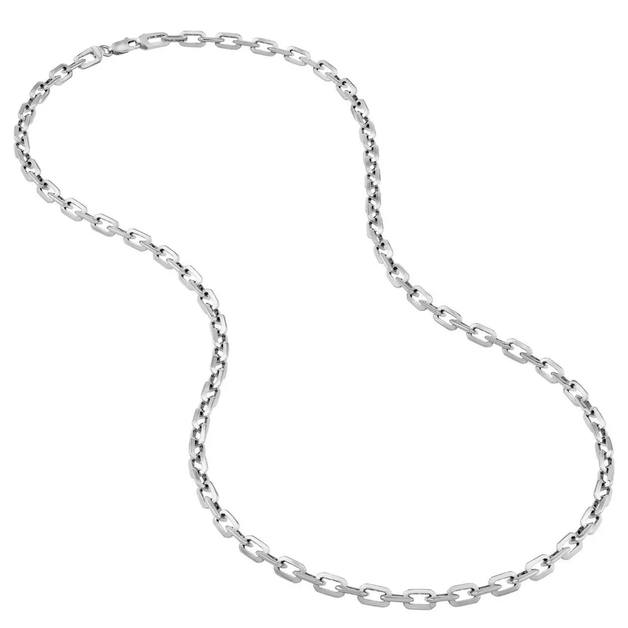 14K Gold 5mm Octagon Shaped Long Link Chain Rolo Cable Necklace with Lobster Lock - Yellow Gold or White Gold