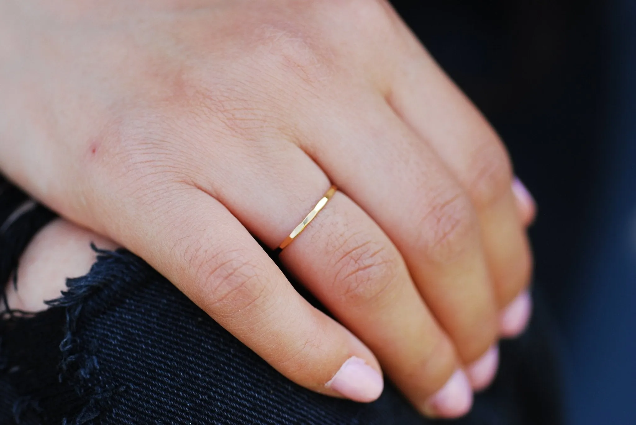 14k Gold Filled Hammered Stacking Ring - Gold Fill Hammered Ring, Dainty Ring, Simple Gold Ring, Midi Knuckle Ring, Gold Ring Band [21]