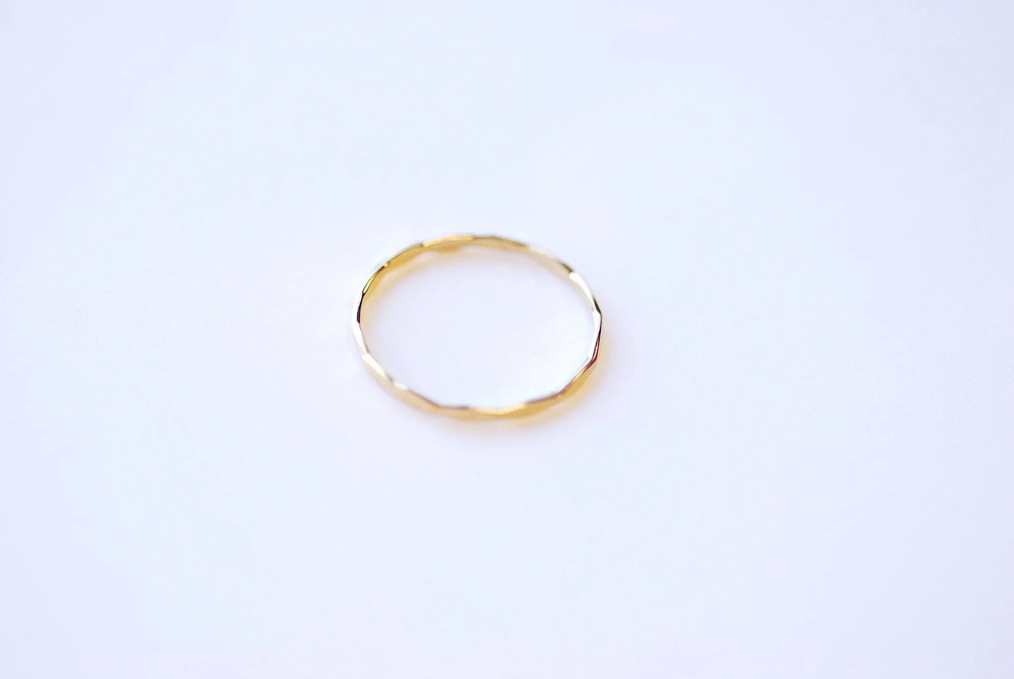 14k Gold Filled Hammered Stacking Ring - Gold Fill Hammered Ring, Dainty Ring, Simple Gold Ring, Midi Knuckle Ring, Gold Ring Band [21]