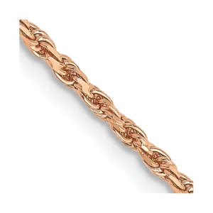 14K Rose Gold 16 inch 1.8mm Diamond-cut Man Made Rope with Lobster Clasp Chain Necklace