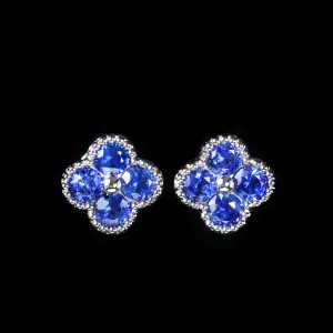 14K White Gold 1.57 CTW Sapphire Stud Earrings