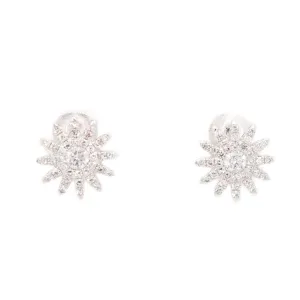 14k White Gold Flower Burst Earrings