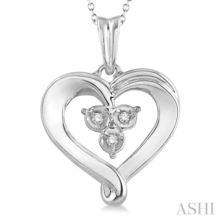 1/50 Ctw Single Cut Diamond Heart Pendant in Sterling Silver with Chain