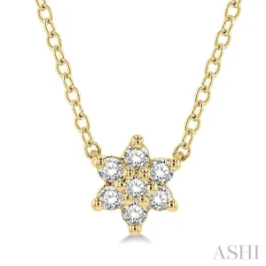 1/8 Ctw Floral Round Cut Diamond Petite Fashion Pendant With Chain in 10K Yellow Gold