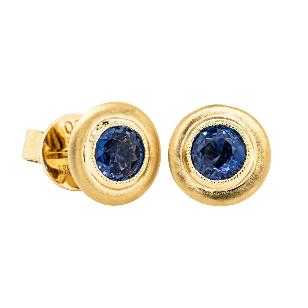 18ct Yellow Gold Sapphire Stud Earrings