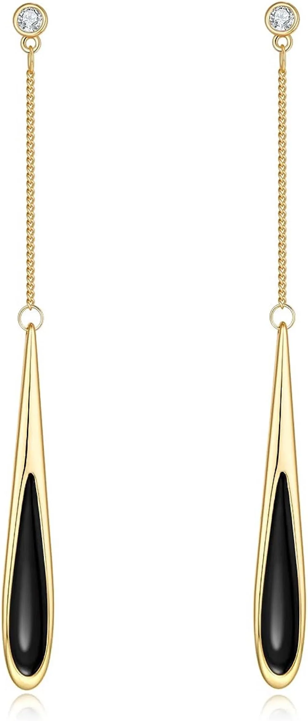 18K Gold Black Onyx Tear Drop Earrings