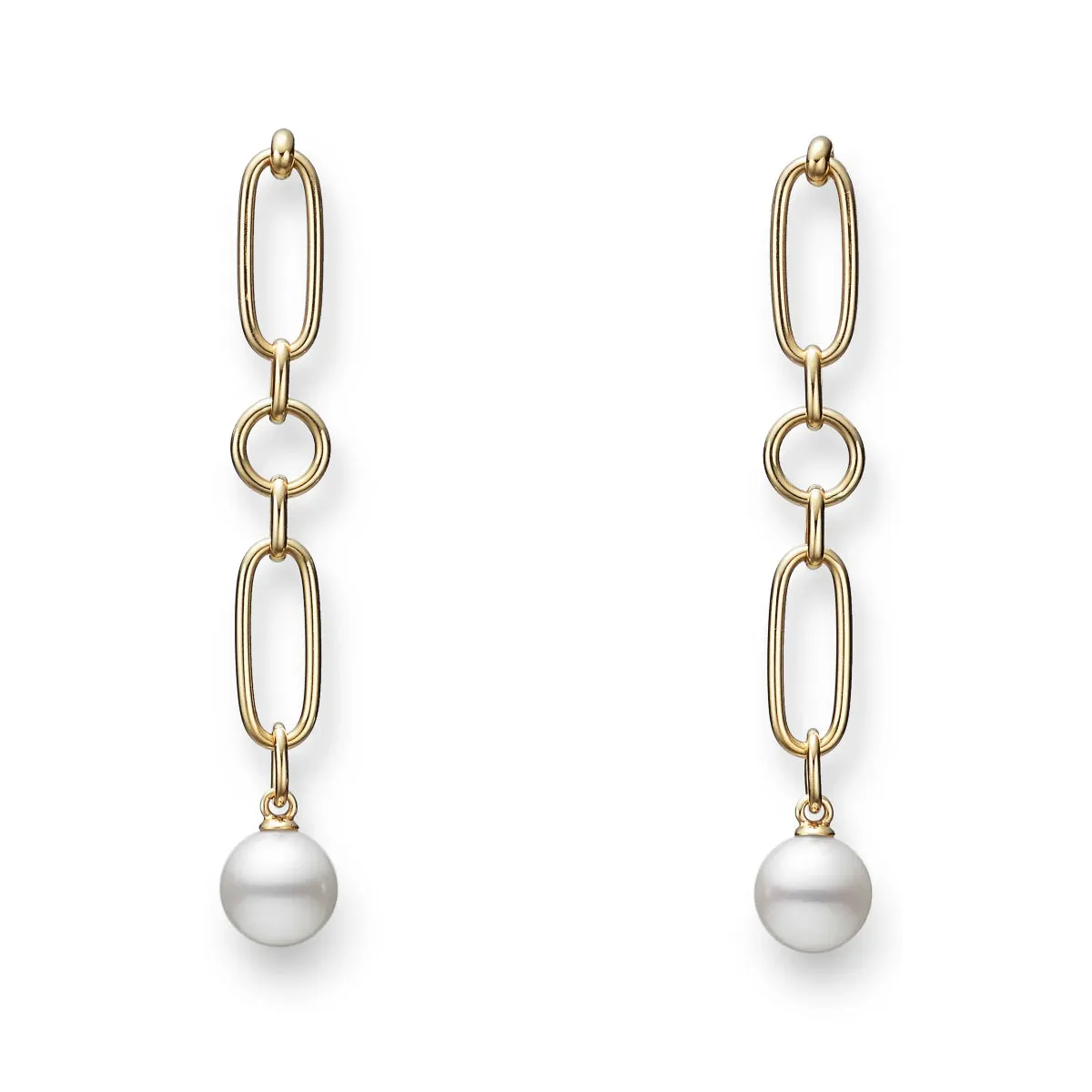 18K Gold M Code Akoya Cultured Pearl Drop Earrings