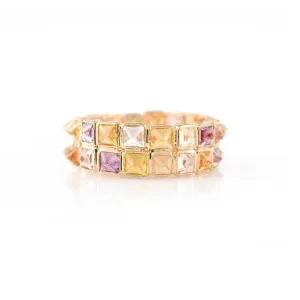 18K Multi Sapphire Double Eternity Band