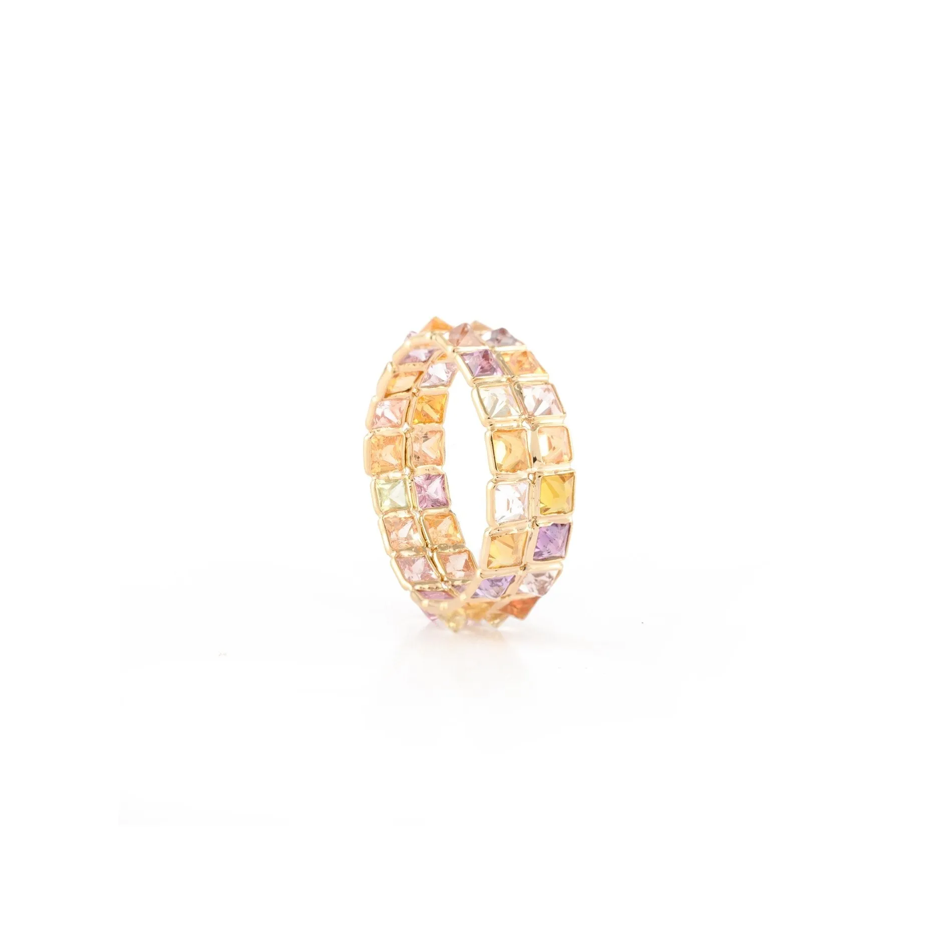 18K Multi Sapphire Double Eternity Band