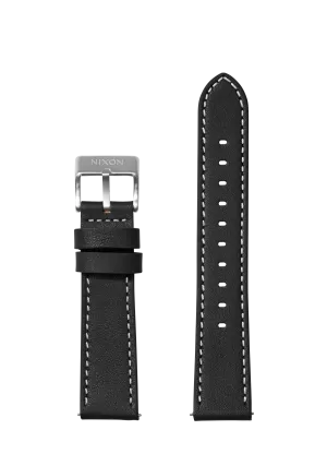 20mm Stitched Leather Band - Black