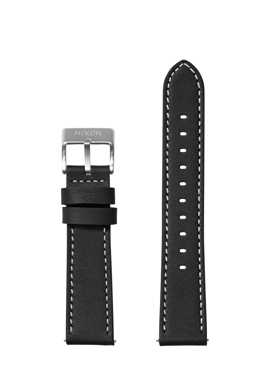 20mm Stitched Leather Band - Black