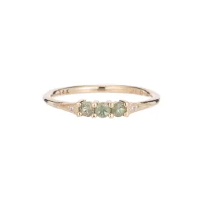 3 Green Sapphire Deco Ring