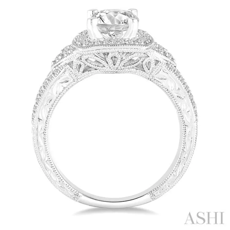 3/8 Ctw Round Diamond Semi-Mount Engagement Ring in 14K White Gold