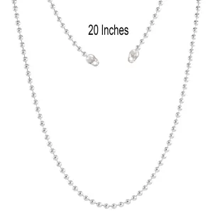 5 Pcs Ball Chain 20 Inches Long Silver plated , NO Clasps and Jump ring