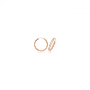 9CT Rose Gold Thin Zirconia Hoop Earrings ER1212R