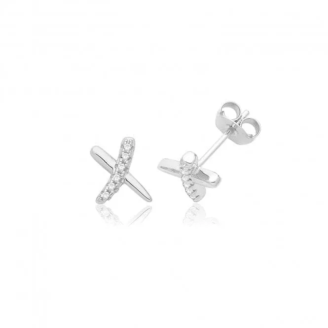 Acotis Silver Studs Rhodium Plated Zirconia Kiss G51355