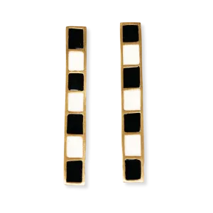 Adele Colorblock Enamel Bar Earrings Black/White