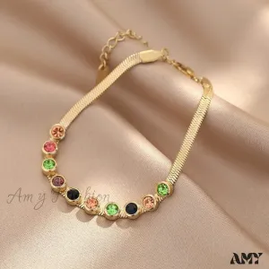 Amy Fashion - Colorful Diamond Snake Chain Bracelet