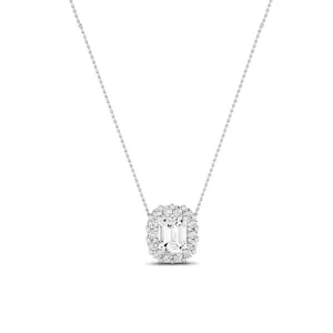 Angelwing Emerald Cut Diamond Halo Necklace