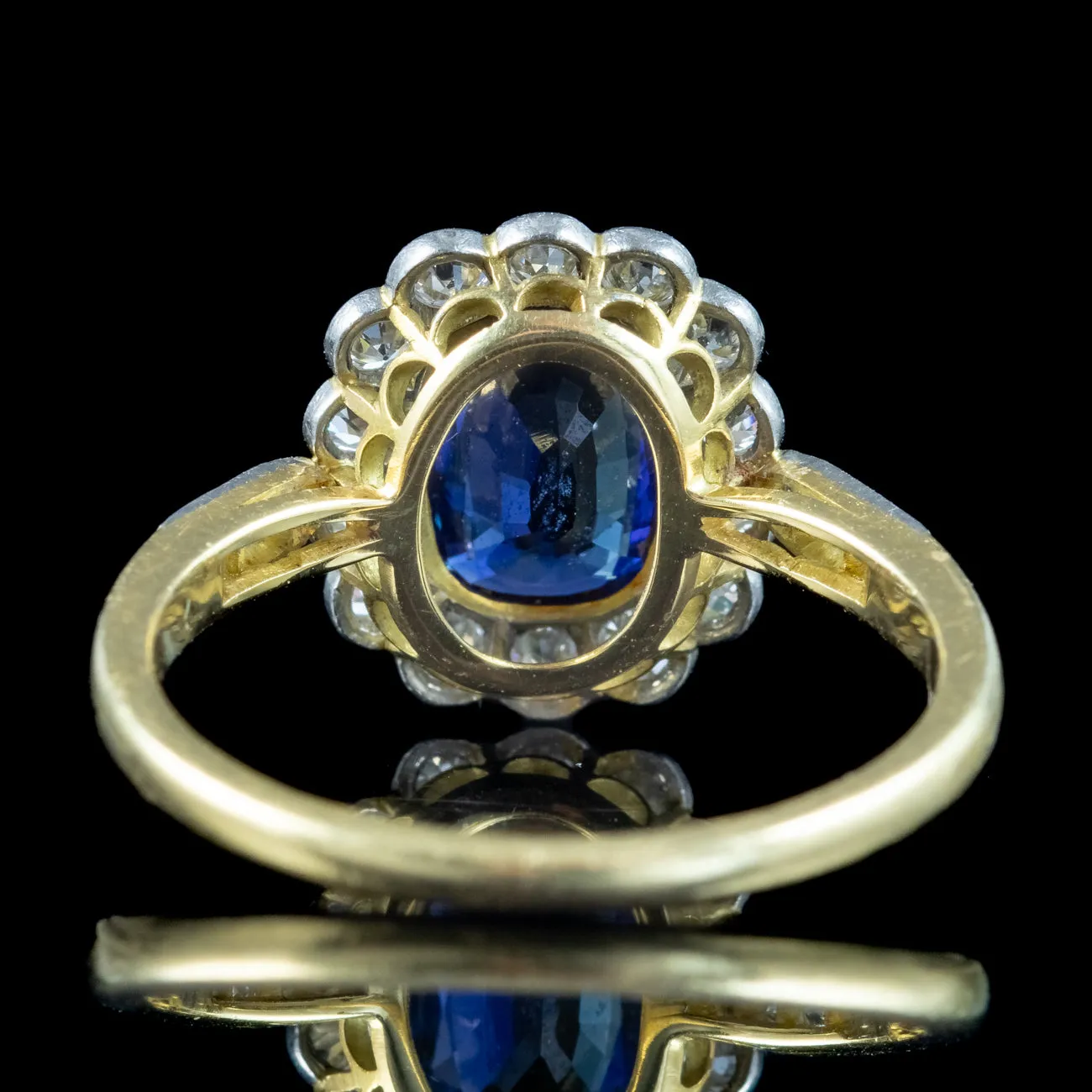 Antique Edwardian Sapphire Diamond Cluster Ring 1ct Blue Sapphire