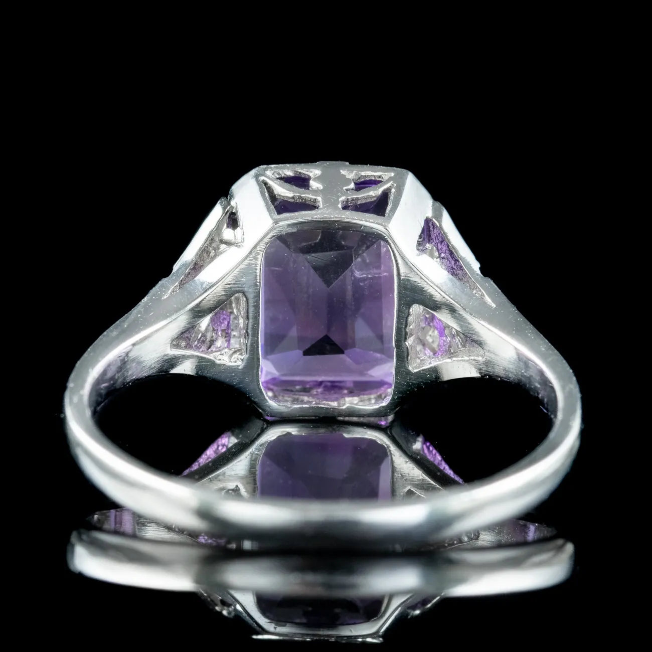 Art Deco Style Amethyst Diamond Ring 2.8ct Amethyst