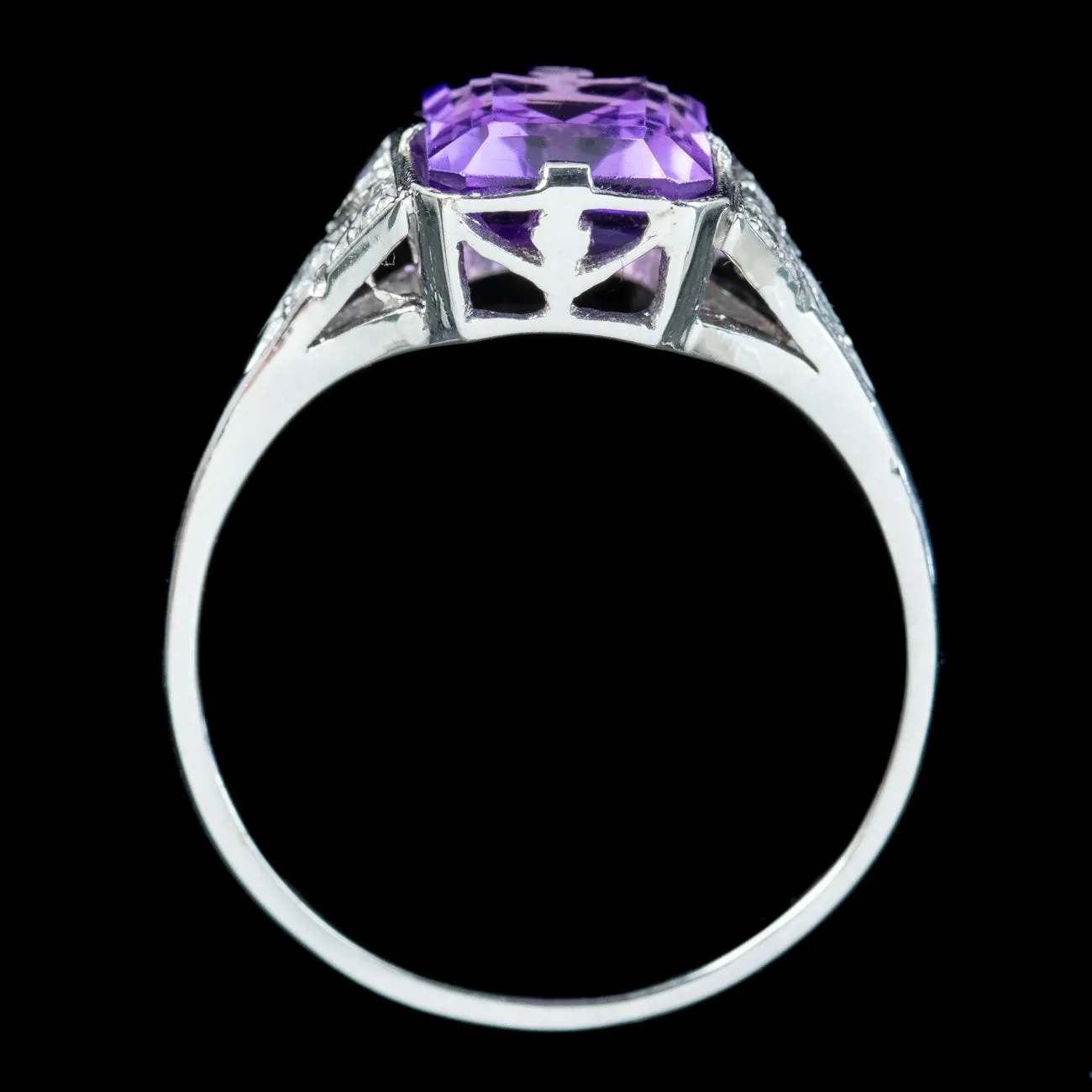 Art Deco Style Amethyst Diamond Ring 2.8ct Amethyst