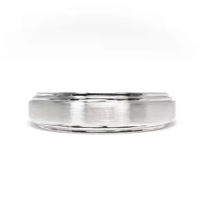 [As-Is] Satin Brushed Tapered Wedding Ring in 18K White Gold