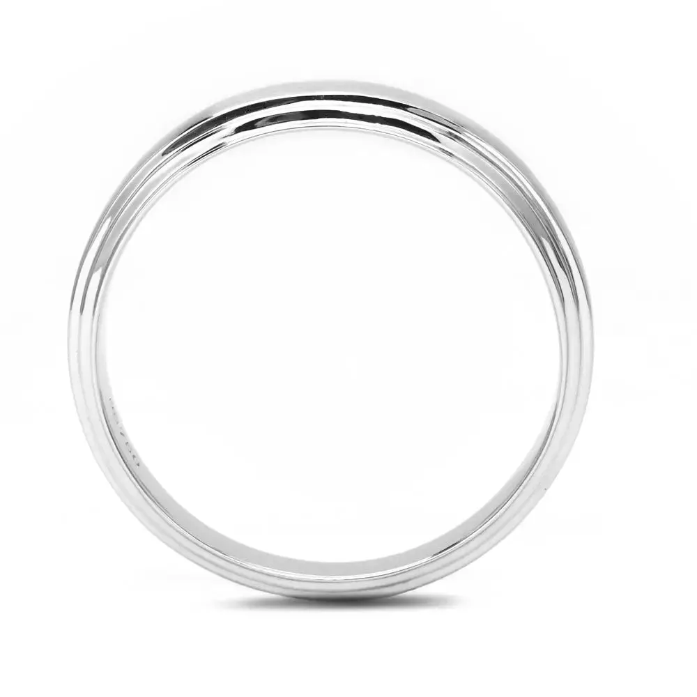 [As-Is] Satin Brushed Tapered Wedding Ring in 18K White Gold