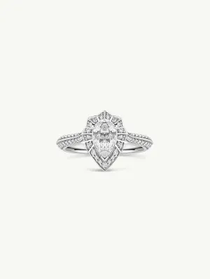 Atara Engagement Ring With Brilliant-Cut Pear-Shaped White Diamond In Platinum