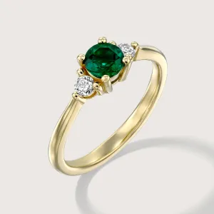 Audrey Gold Ring 4.5mm Emerald & Diamond