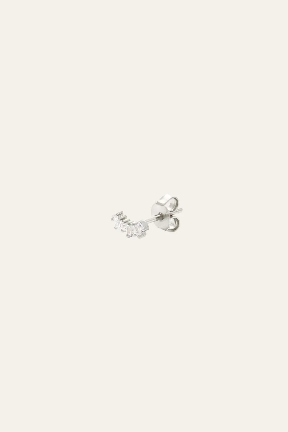 Baguette sterling silver stud earring