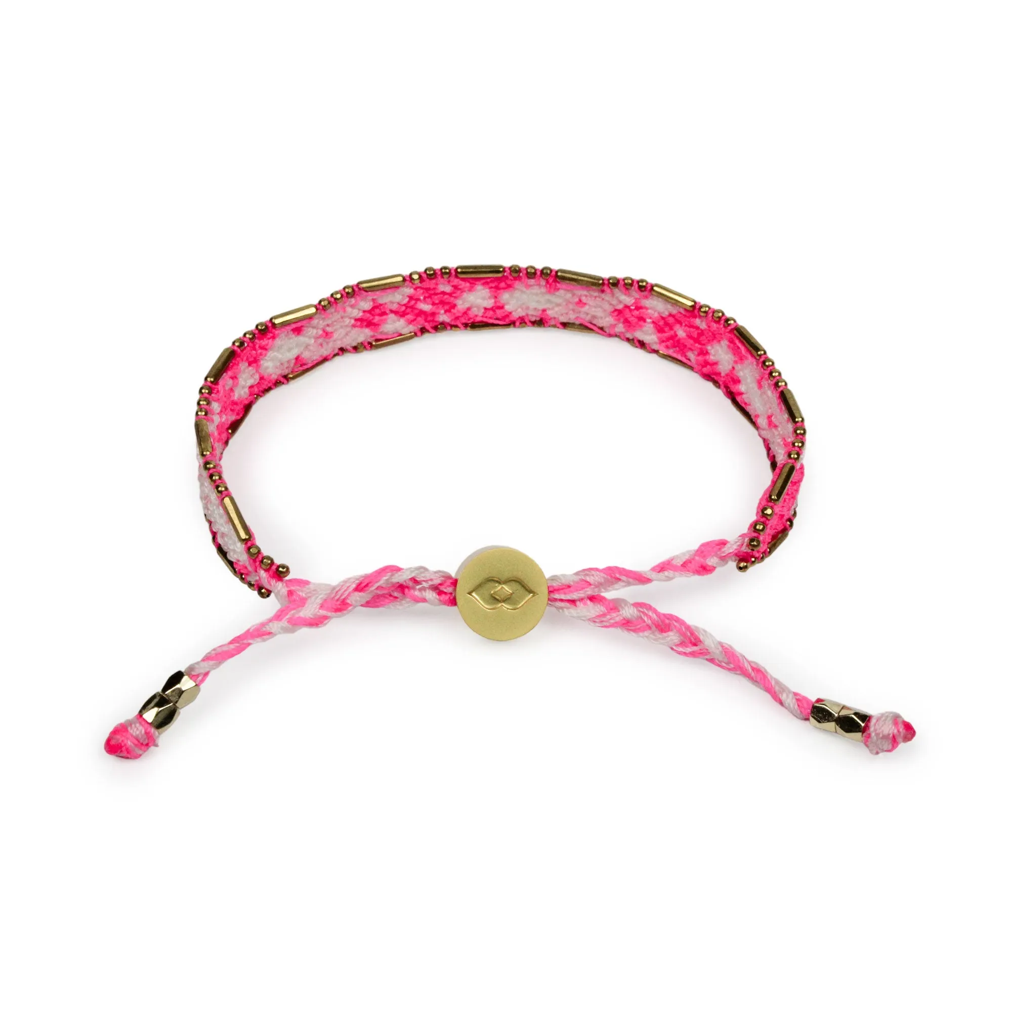 Bali Friendship Bracelet - Neon Pink & White