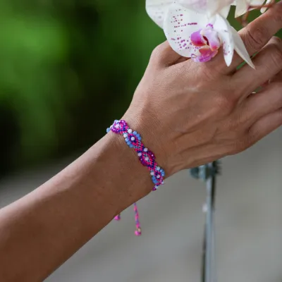 Bali Friendship Lei Bracelet - Pink Sky Blue