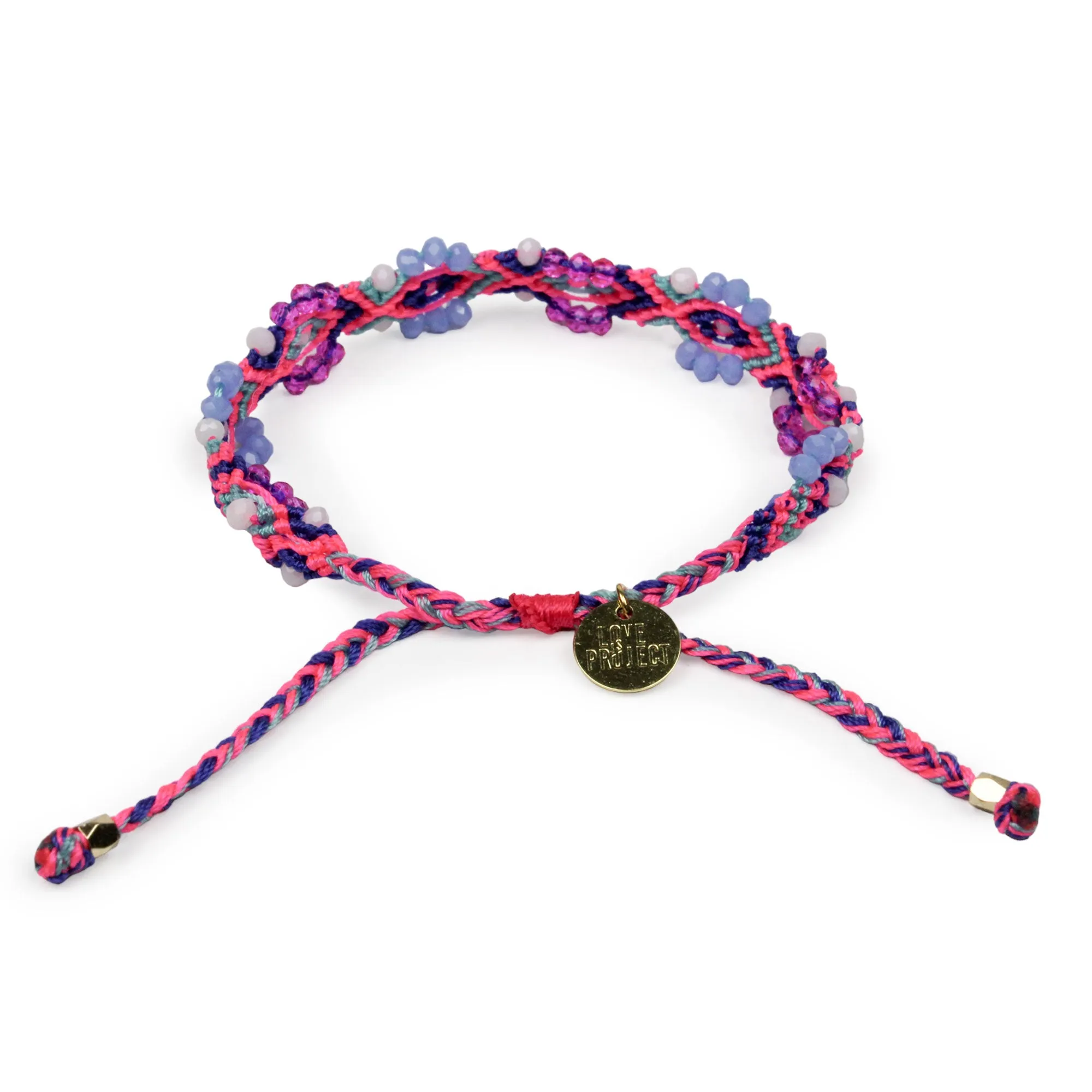 Bali Friendship Lei Bracelet - Pink Sky Blue