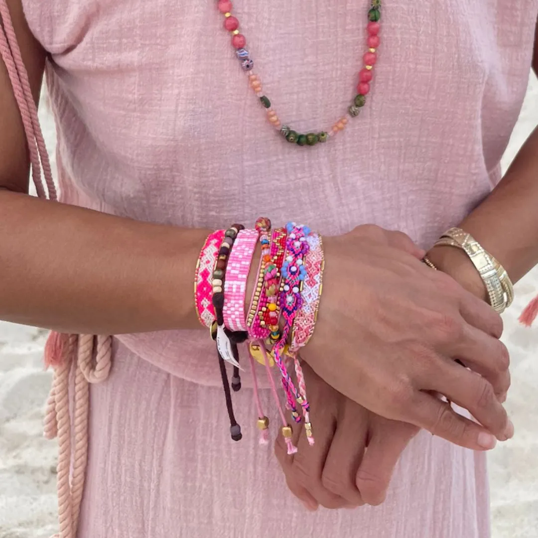 Bali Friendship Lei Bracelet - Pink Sky Blue