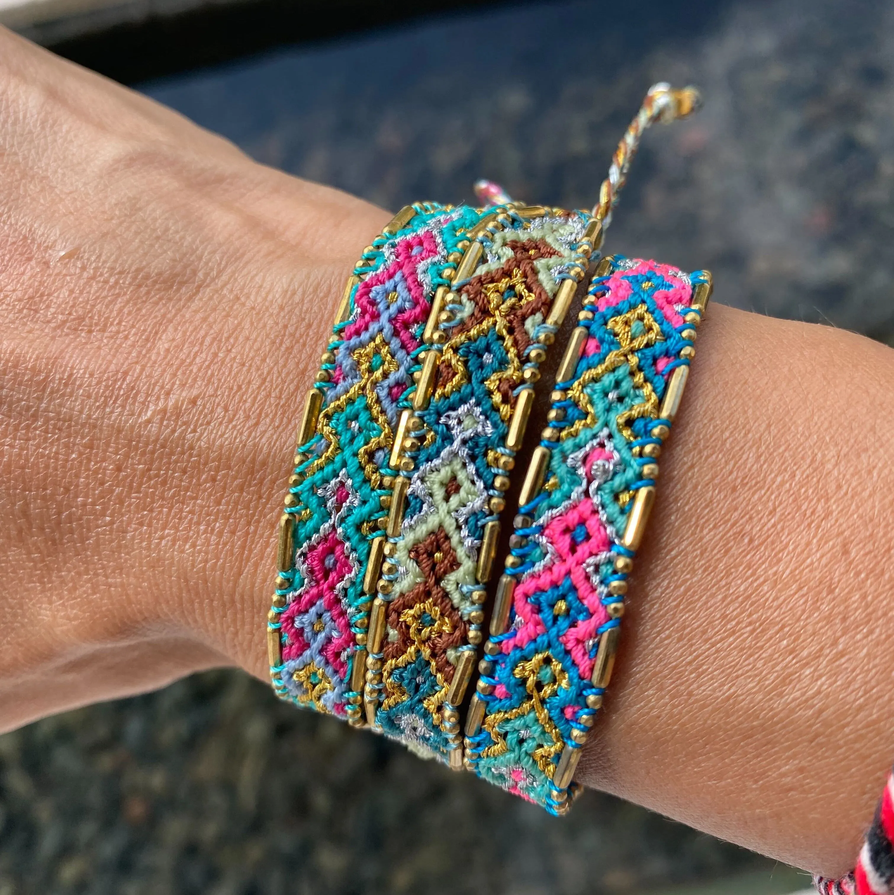 Bali Metallic Friendship Bracelet - Aqua Mist