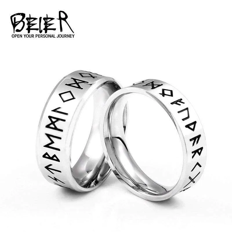 BEIER Width 8mm Fashion Viking Rune Ring Simple Wedding Jewelry for man women Lover gift Retro Style Dropshipping BR-R105