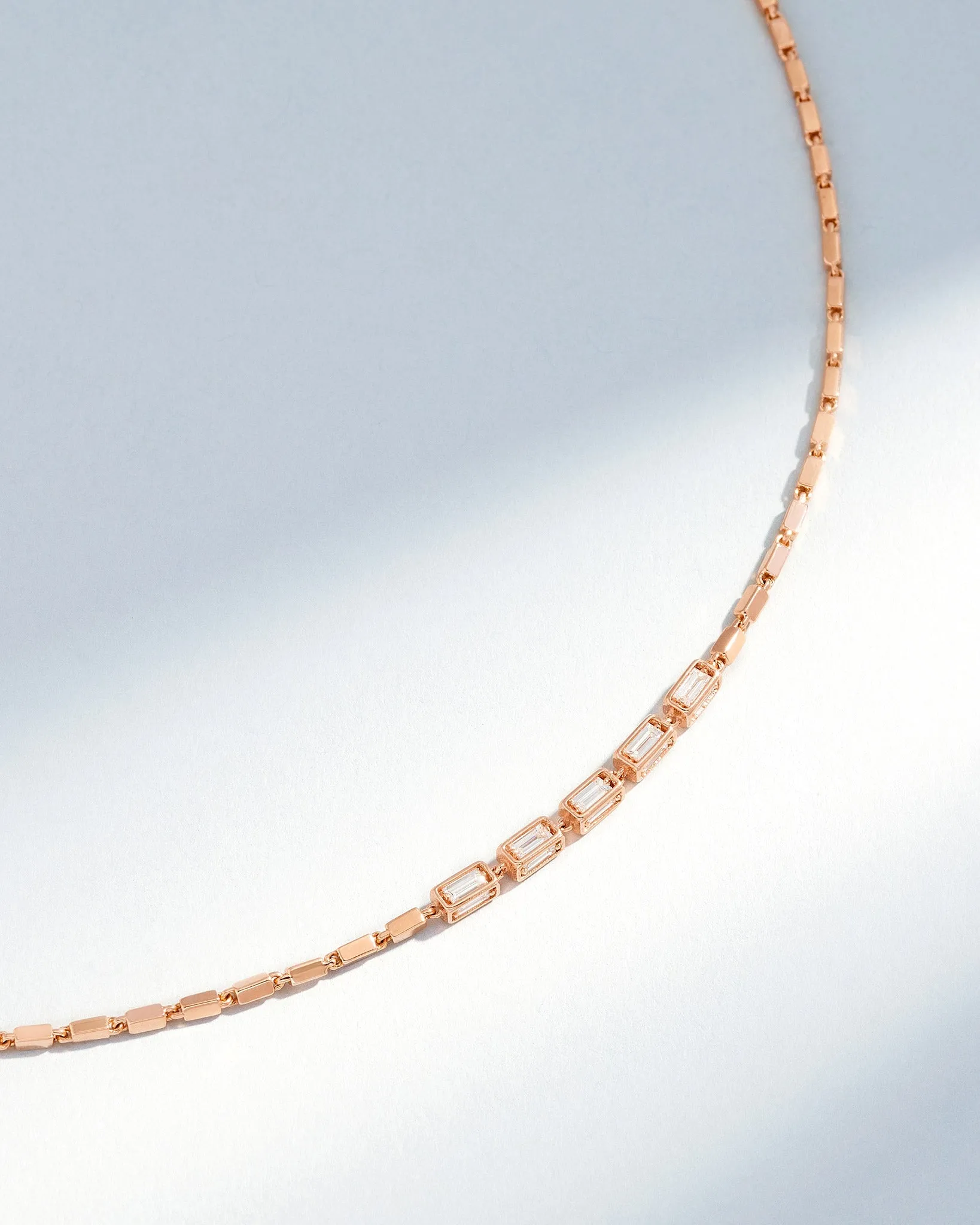 Block-Chain Multi-Diamond Thin Necklace